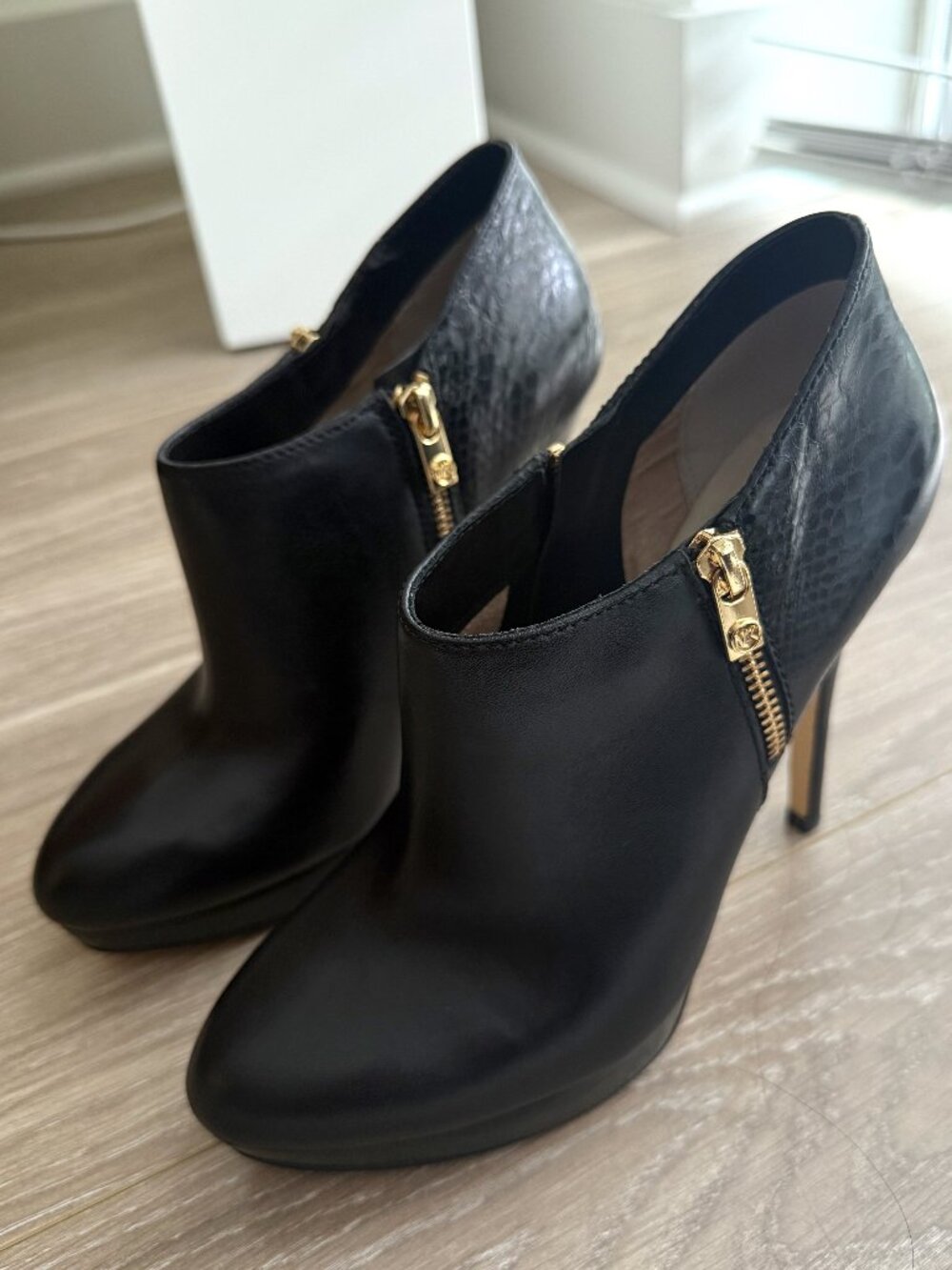 Michael Kors York Black High Heel Ankle Boots